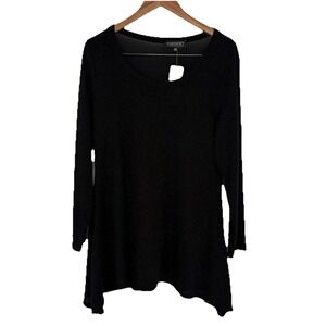 Lord & Taylor Context Womens Metallic Stretch Tunic Top XL Black Capsule Minimal